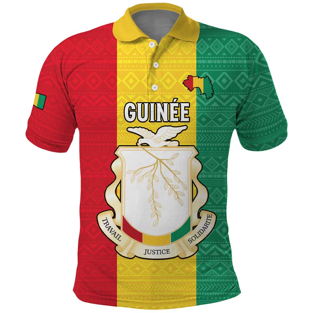 Personalised Afro Guinea Polo Shirt Coat Of Arms Flag Style