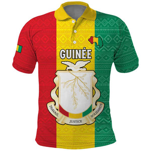 Personalised Afro Guinea Polo Shirt Coat Of Arms Flag Style