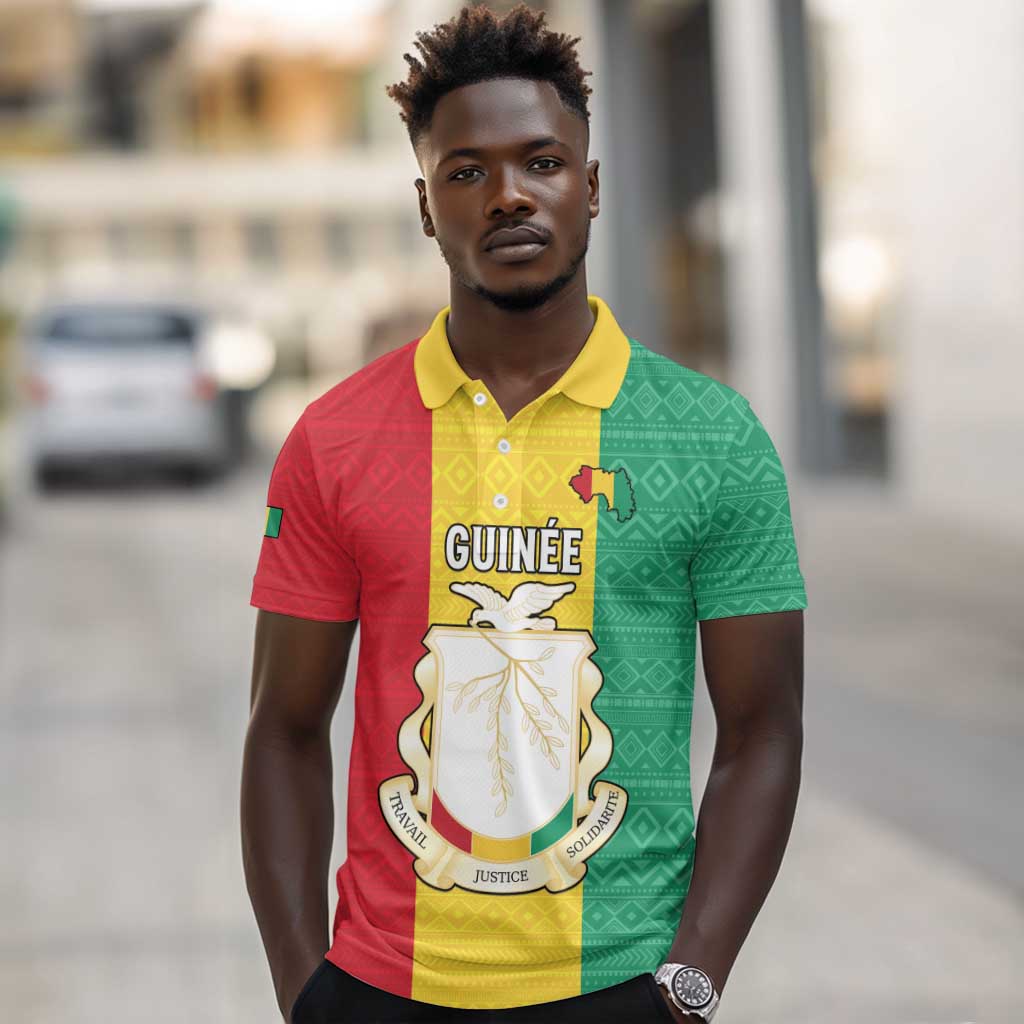 Personalised Afro Guinea Polo Shirt Coat Of Arms Flag Style