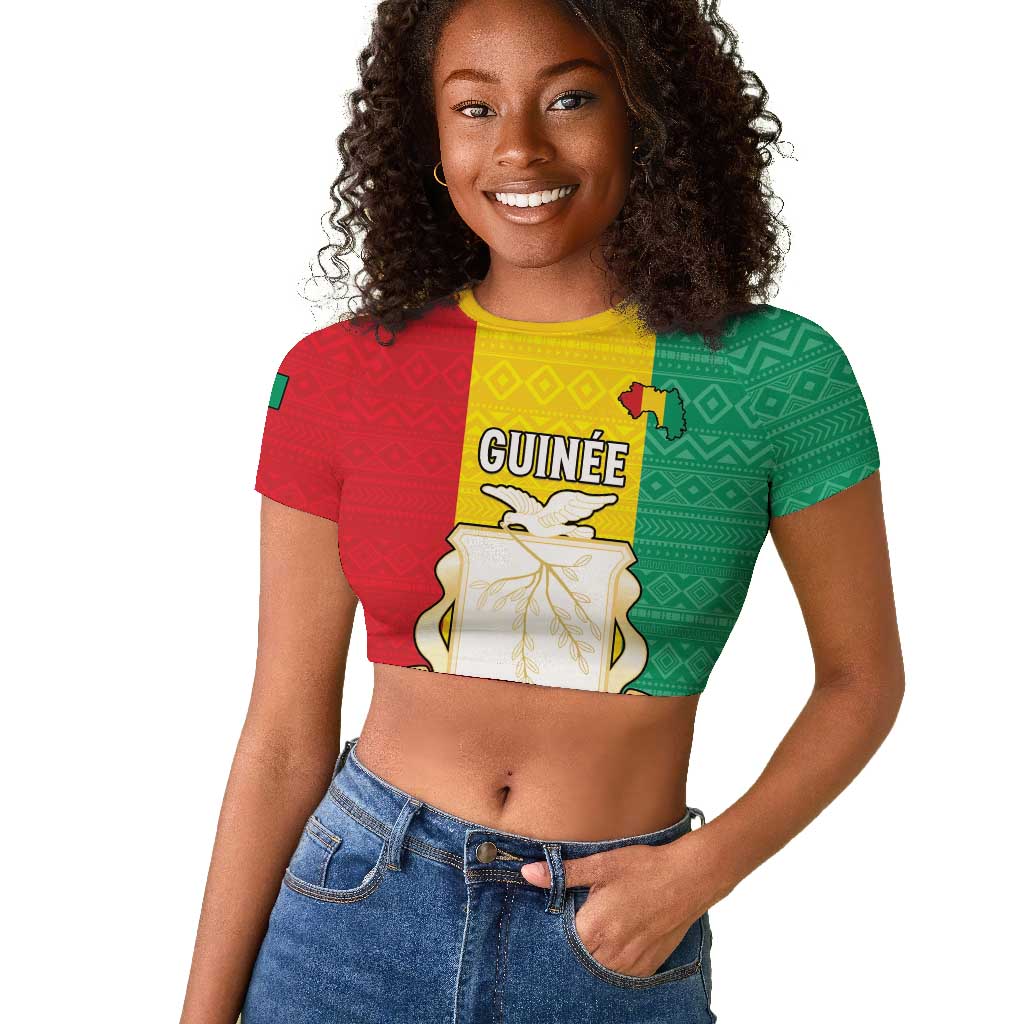 Personalised Afro Guinea Raglan Cropped T shirt Coat Of Arms Flag Style