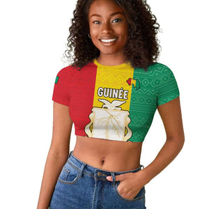 Personalised Afro Guinea Raglan Cropped T shirt Coat Of Arms Flag Style