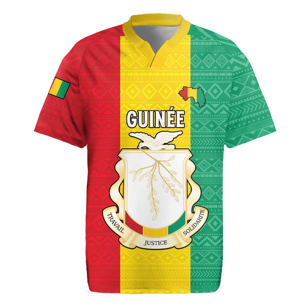 Personalised Afro Guinea Rugby Jersey Coat Of Arms Flag Style