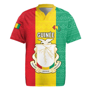 Personalised Afro Guinea Rugby Jersey Coat Of Arms Flag Style