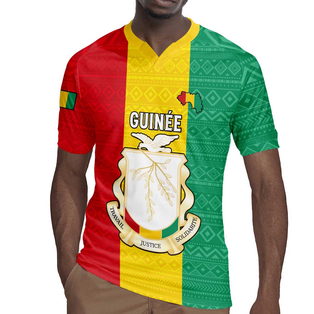 Personalised Afro Guinea Rugby Jersey Coat Of Arms Flag Style