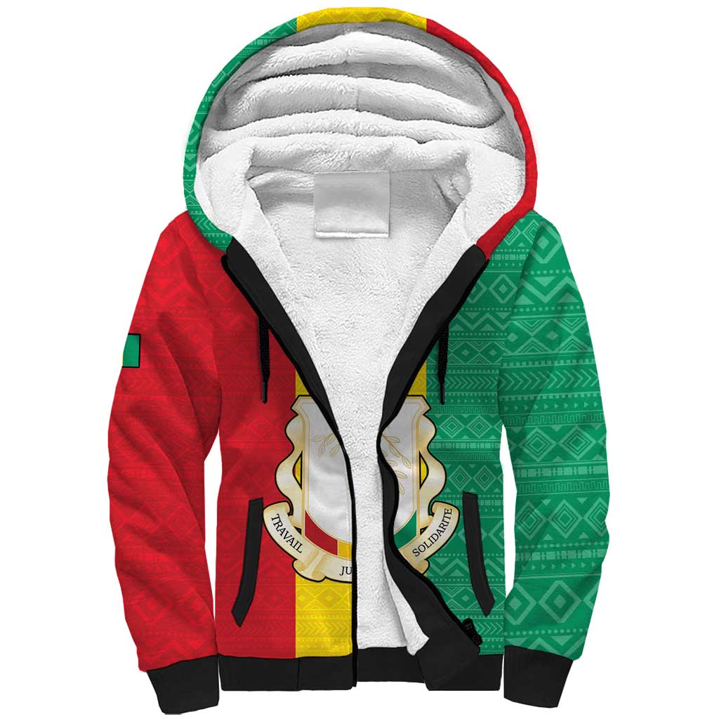 Personalised Afro Guinea Sherpa Hoodie Coat Of Arms Flag Style