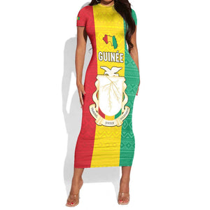 Personalised Afro Guinea Short Sleeve Bodycon Dress Coat Of Arms Flag Style LT15