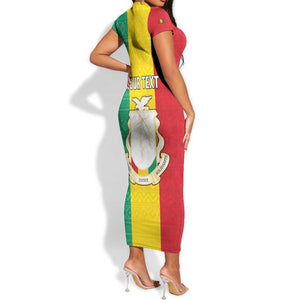 Personalised Afro Guinea Short Sleeve Bodycon Dress Coat Of Arms Flag Style LT15