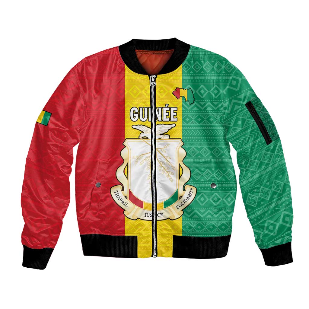 Personalised Afro Guinea Sleeve Zip Bomber Jacket Coat Of Arms Flag Style