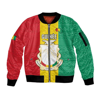Personalised Afro Guinea Sleeve Zip Bomber Jacket Coat Of Arms Flag Style