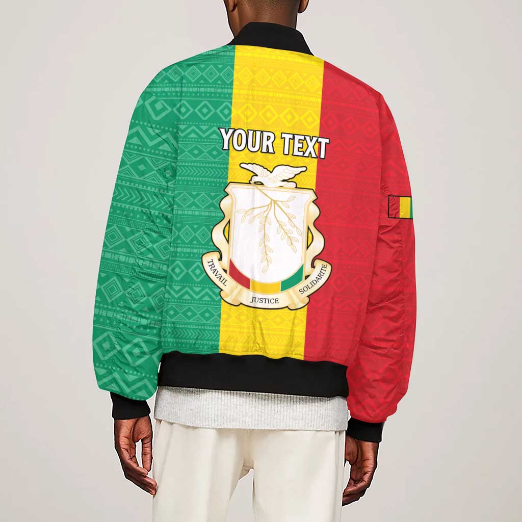 Personalised Afro Guinea Sleeve Zip Bomber Jacket Coat Of Arms Flag Style