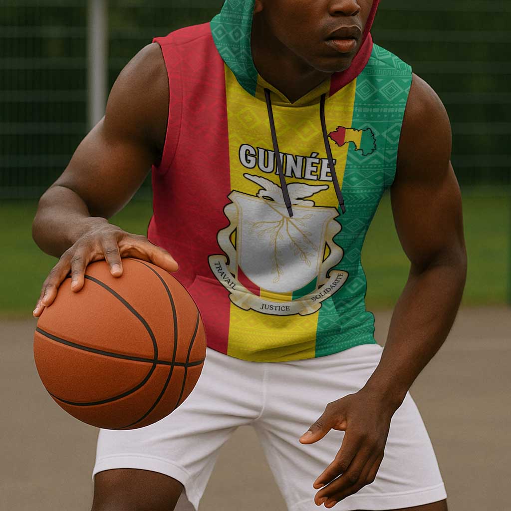 Personalised Afro Guinea Sleeveless Hoodie Coat Of Arms Flag Style - African Pride
