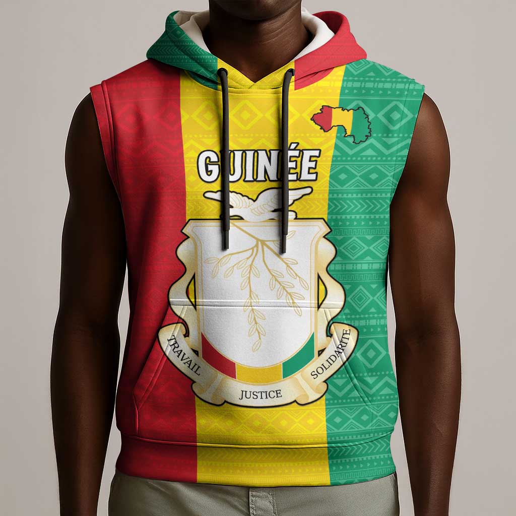 Personalised Afro Guinea Sleeveless Hoodie Coat Of Arms Flag Style - African Pride