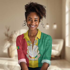 Personalised Afro Guinea Women Casual Shirt Coat Of Arms Flag Style