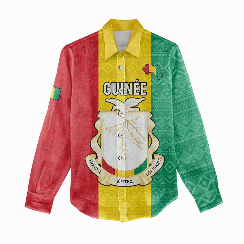 Personalised Afro Guinea Women Casual Shirt Coat Of Arms Flag Style
