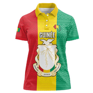 Personalised Afro Guinea Women Polo Shirt Coat Of Arms Flag Style