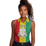 Personalised Afro Guinea Women Sleeveless Polo Shirt Coat Of Arms Flag Style