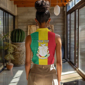 Personalised Afro Guinea Women Sleeveless Polo Shirt Coat Of Arms Flag Style