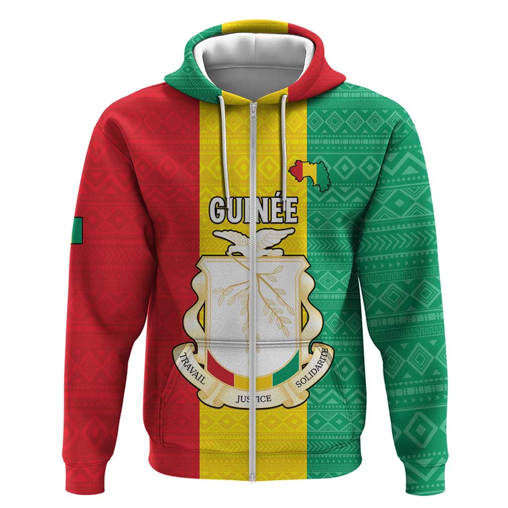 Personalised Afro Guinea Zip Hoodie Coat Of Arms Flag Style