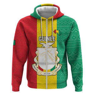 Personalised Afro Guinea Zip Hoodie Coat Of Arms Flag Style