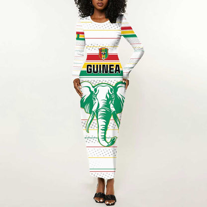 Custom Afro Guinee Football Long Sleeve Bodycon Dress Go Syli National LT15