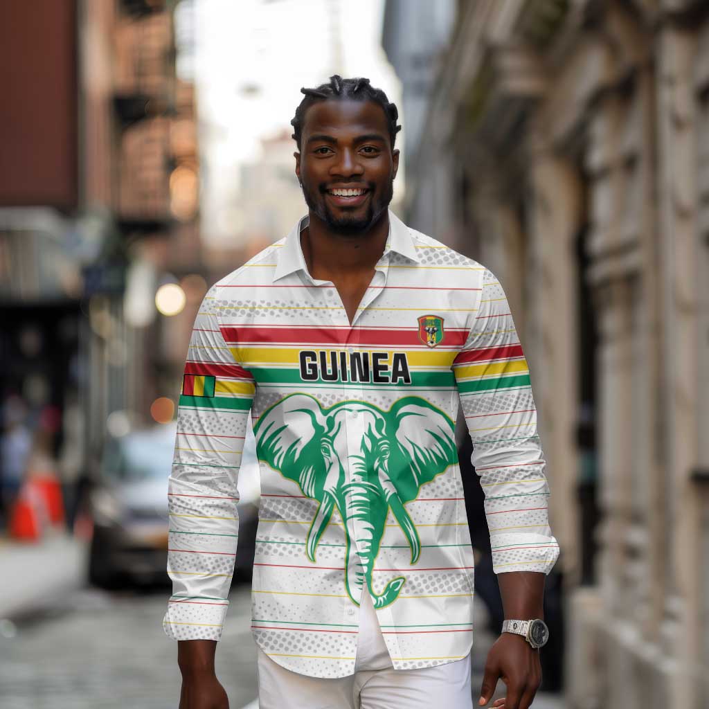 Custom Afro Guinee Football Long Sleeve Button Shirt Go Syli National