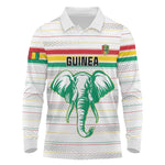 Custom Afro Guinee Football Long Sleeve Polo Shirt Go Syli National