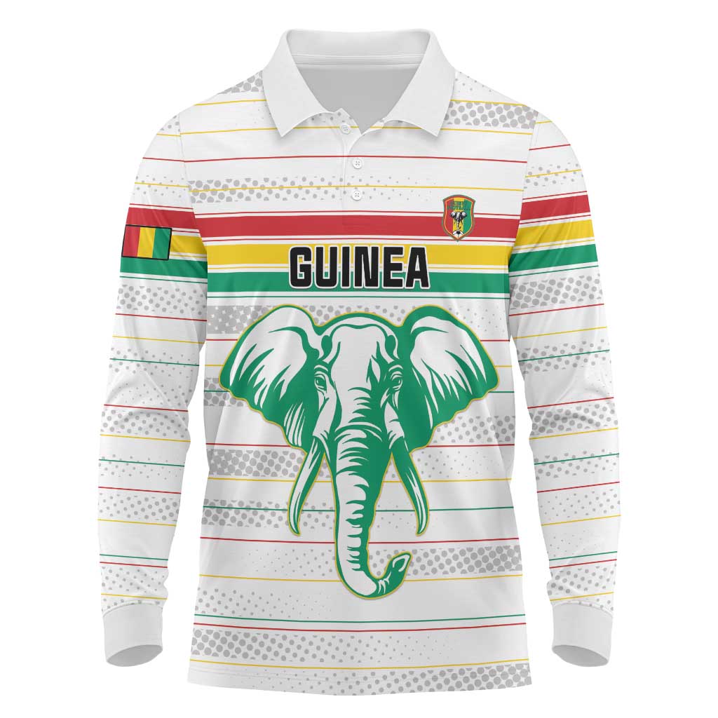 Custom Afro Guinee Football Long Sleeve Polo Shirt Go Syli National