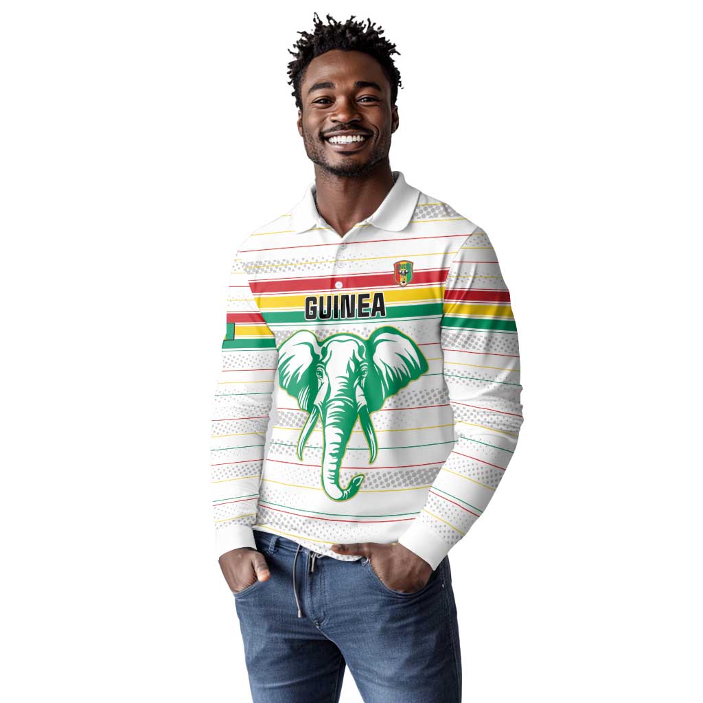 Custom Afro Guinee Football Long Sleeve Polo Shirt Go Syli National