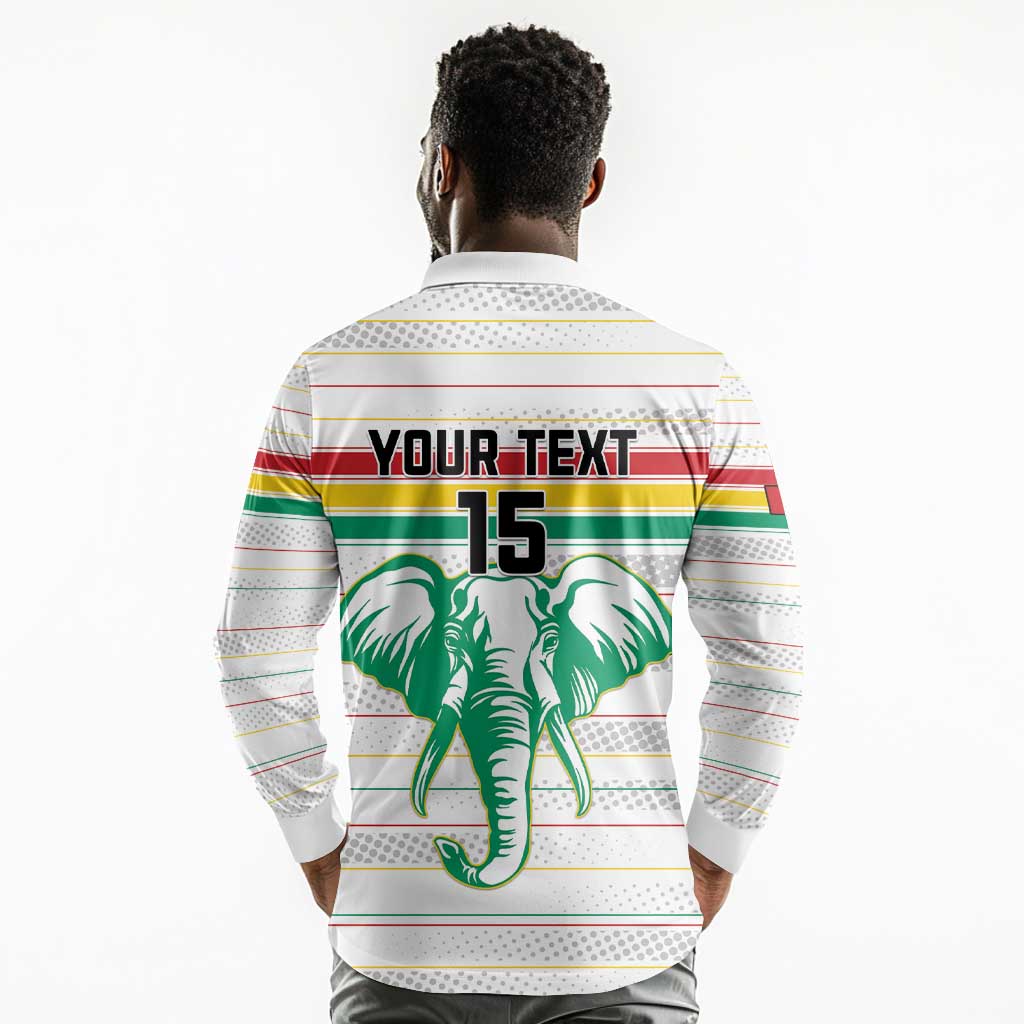 Custom Afro Guinee Football Long Sleeve Polo Shirt Go Syli National