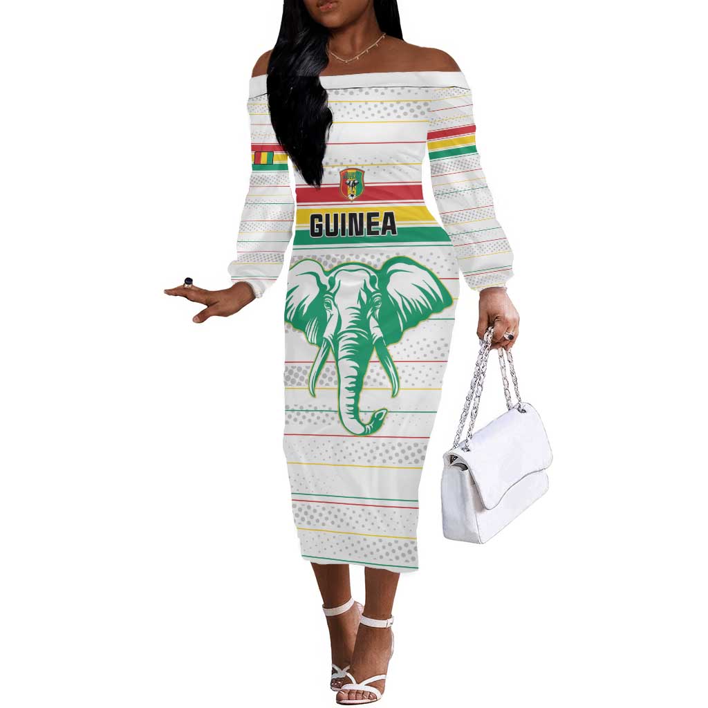 Custom Afro Guinee Football Off The Shoulder Long Sleeve Dress Go Syli National