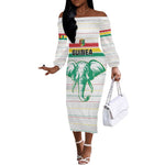Custom Afro Guinee Football Off The Shoulder Long Sleeve Dress Go Syli National