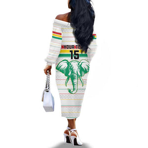 Custom Afro Guinee Football Off The Shoulder Long Sleeve Dress Go Syli National