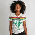 Custom Afro Guinee Football Women V-Neck T-Shirt Go Syli National