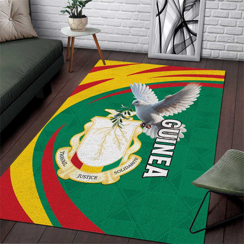 Guinea Area Rug Coat Of Arms With Pigeon - Kente Pattern