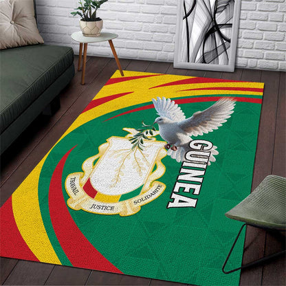 Guinea Area Rug Coat Of Arms With Pigeon - Kente Pattern