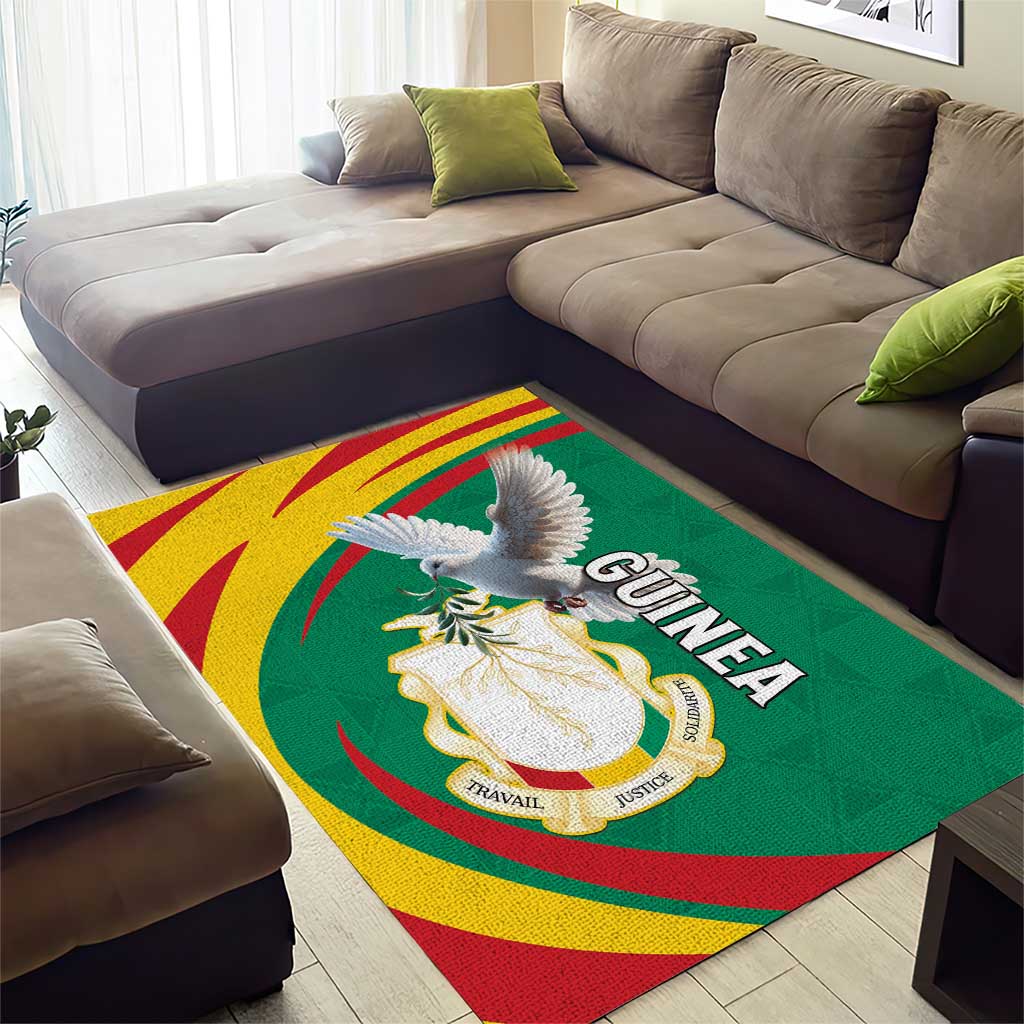 Guinea Area Rug Coat Of Arms With Pigeon - Kente Pattern