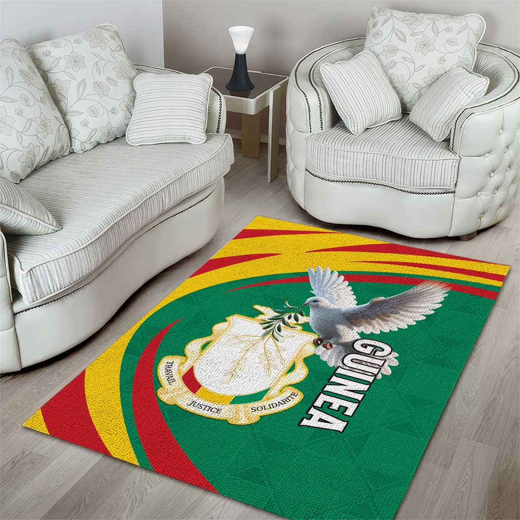 Guinea Area Rug Coat Of Arms With Pigeon - Kente Pattern