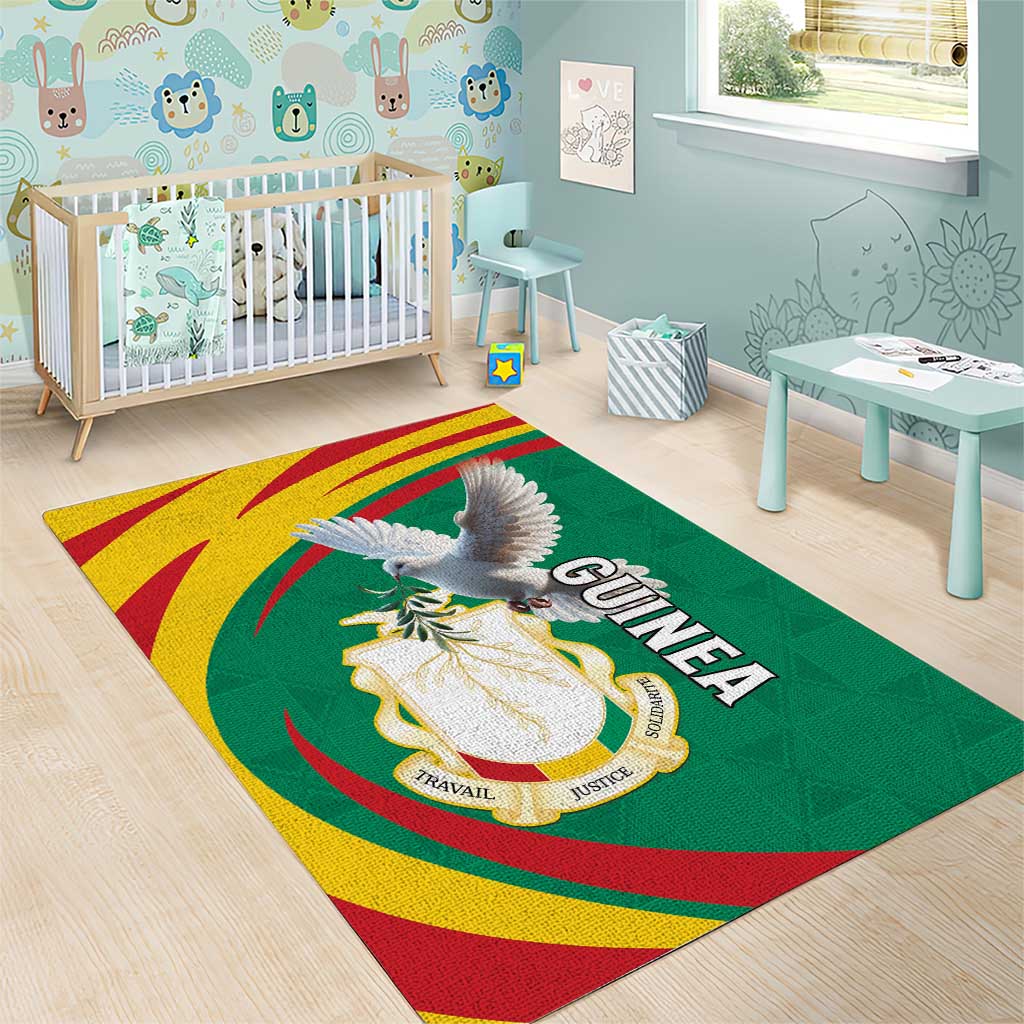 Guinea Area Rug Coat Of Arms With Pigeon - Kente Pattern
