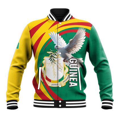 Guinea Baseball Jacket Coat Of Arms With Pigeon - Kente Pattern