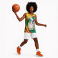 Guinea Basketball Jersey Coat Of Arms With Pigeon - Kente Pattern - African Pride