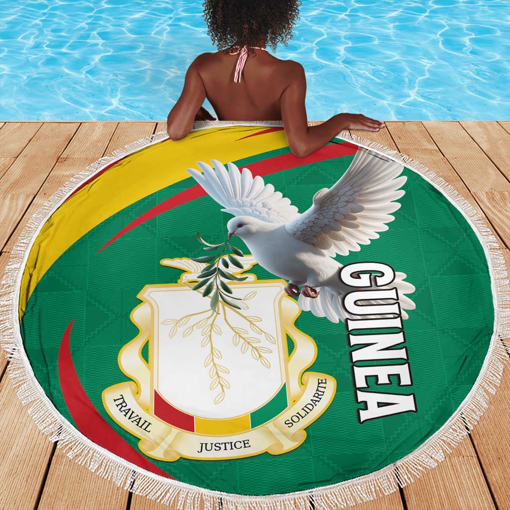 Guinea Beach Blanket Coat Of Arms With Pigeon - Kente Pattern