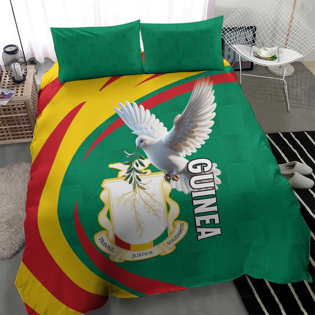 Guinea Bedding Set Coat Of Arms With Pigeon - Kente Pattern