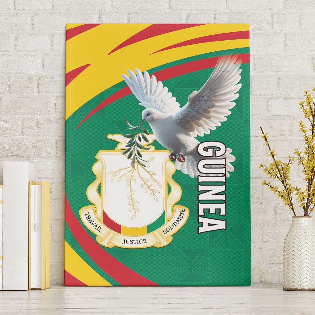 Guinea Canvas Wall Art Coat Of Arms With Pigeon - Kente Pattern