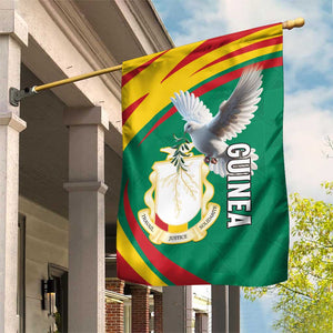 Guinea Garden Flag Coat Of Arms With Pigeon - Kente Pattern