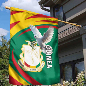 Guinea Garden Flag Coat Of Arms With Pigeon - Kente Pattern