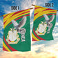 Guinea Garden Flag Coat Of Arms With Pigeon - Kente Pattern
