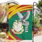 Guinea Garden Flag Coat Of Arms With Pigeon - Kente Pattern