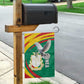 Guinea Garden Flag Coat Of Arms With Pigeon - Kente Pattern