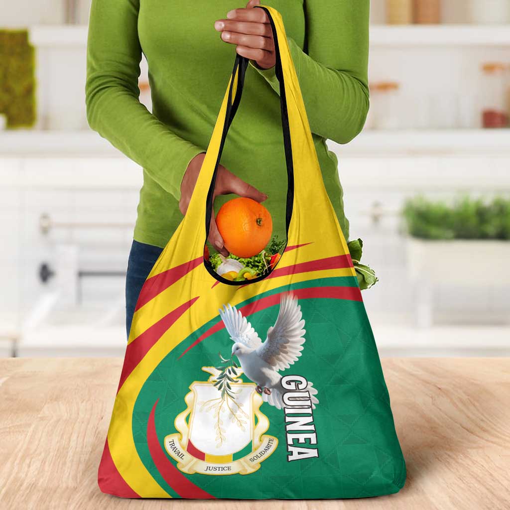 Guinea Grocery Bag Coat Of Arms With Pigeon - Kente Pattern