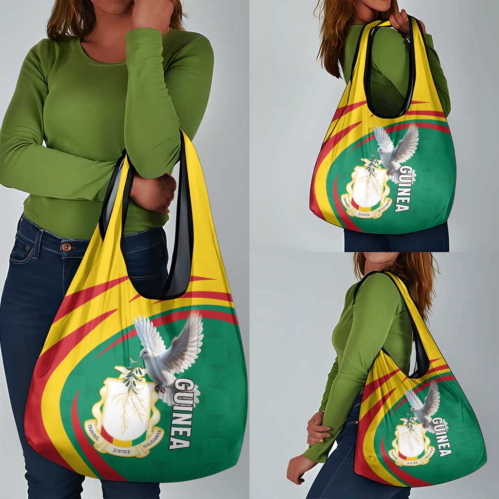 Guinea Grocery Bag Coat Of Arms With Pigeon - Kente Pattern